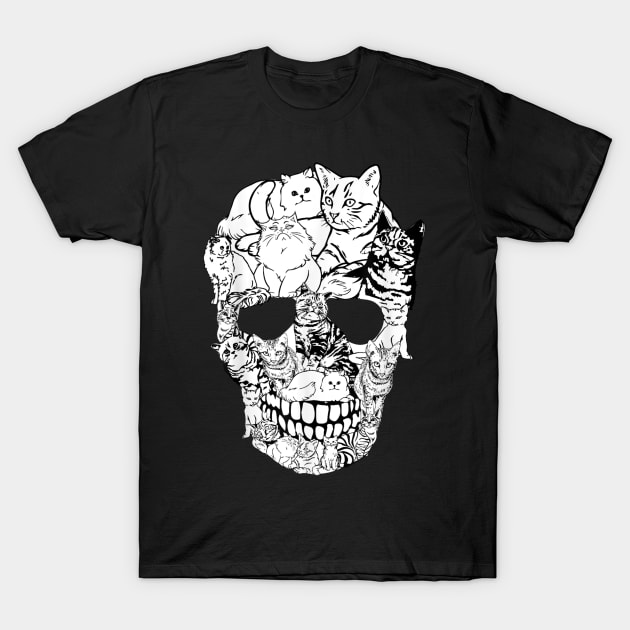 Cat Skull Shirt - Kitty Skeleton Halloween Costume Skull Cat T-Shirt by zwestshops